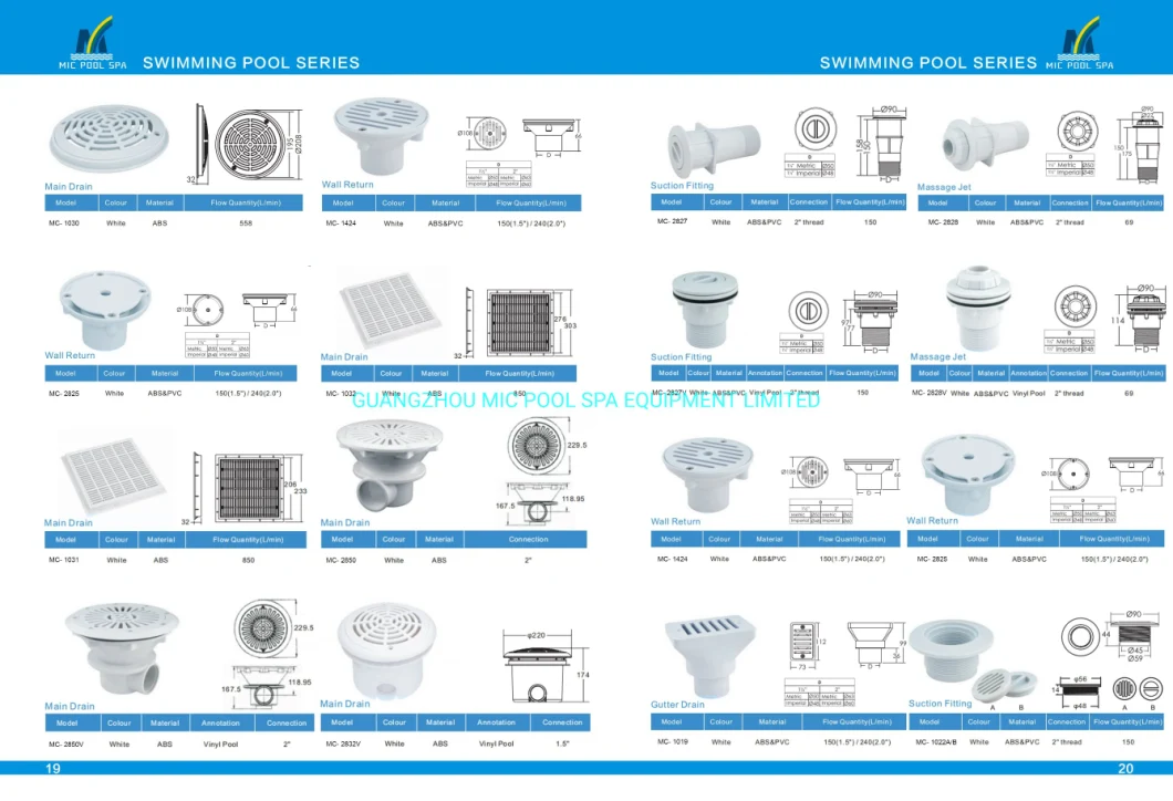 Swimming Pool Backwater Wall Return Connector Pool Wall Conduit Accessories