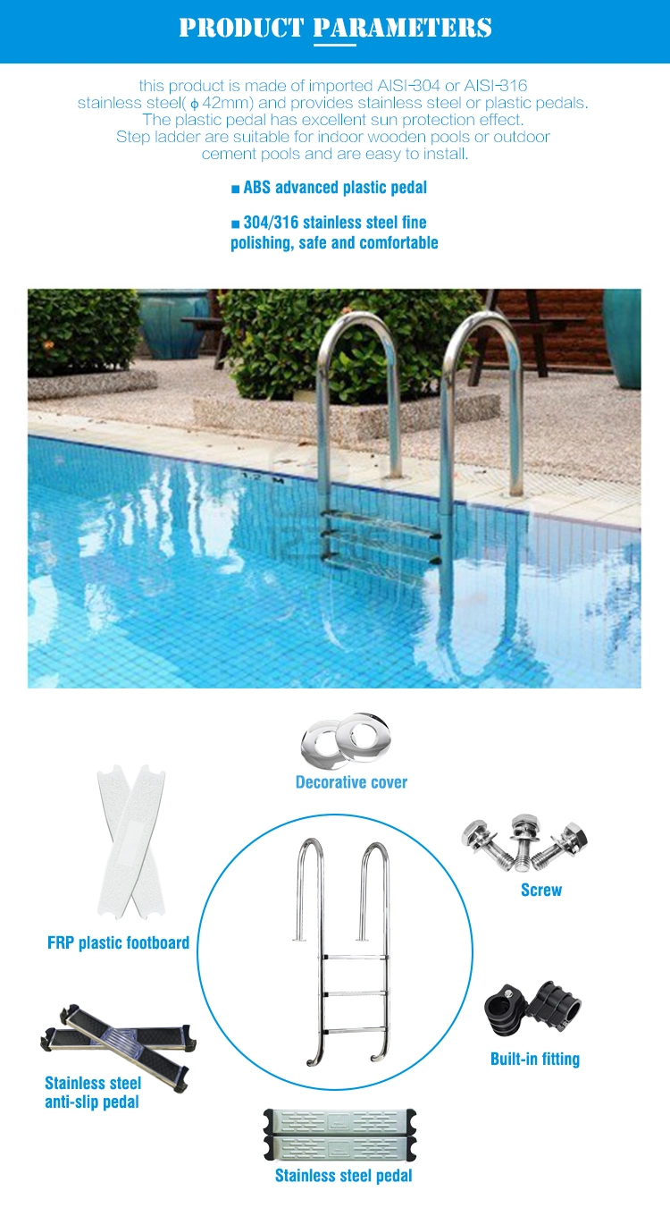 Anti-Slip 2/3/4/5 Steps Swimming Pool Use Stainless Steel Ladders