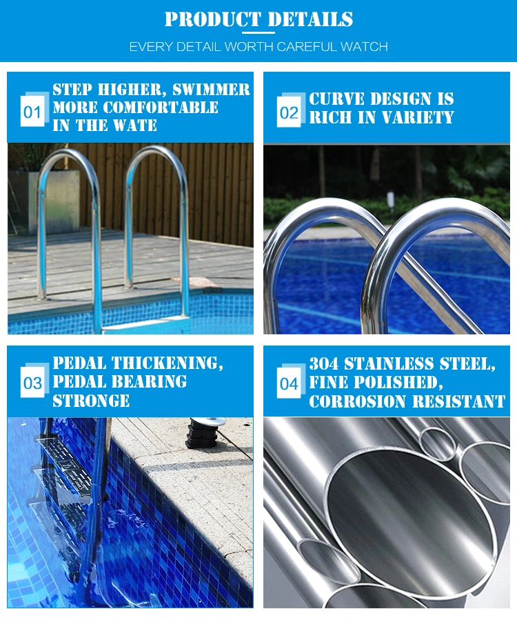 Anti-Slip 2/3/4/5 Steps Swimming Pool Use Stainless Steel Ladders